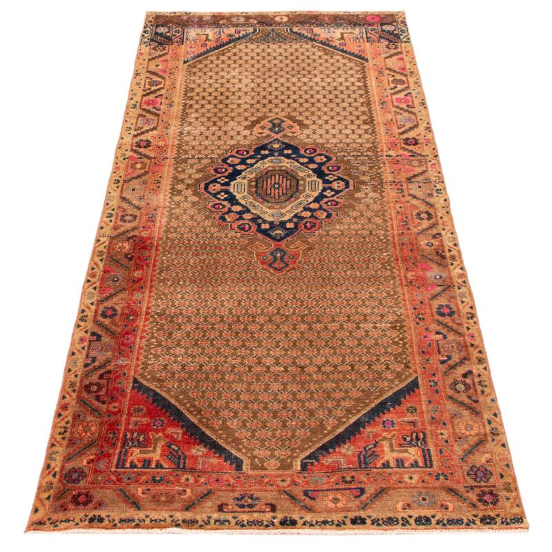 ECARPETGALLERY Hand-knotted Antalya Vintage Brown Wool Rug - 4'1 x 10'8