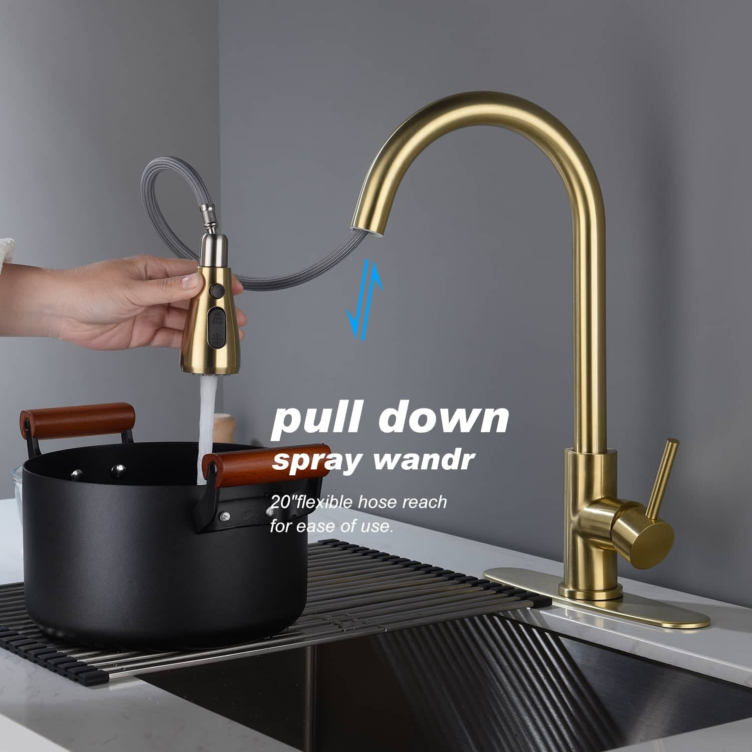 Single Handle Kitchen Faucet With Pull Down Sprayer Single Hole