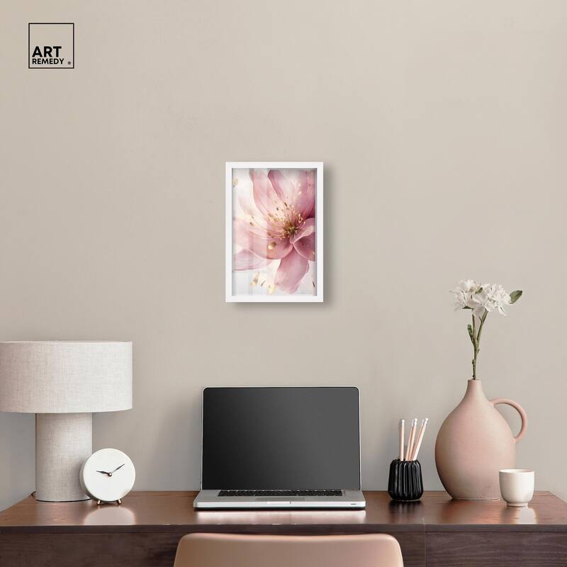 Pink and Gold Bloom Shadowbox by Art Remedy