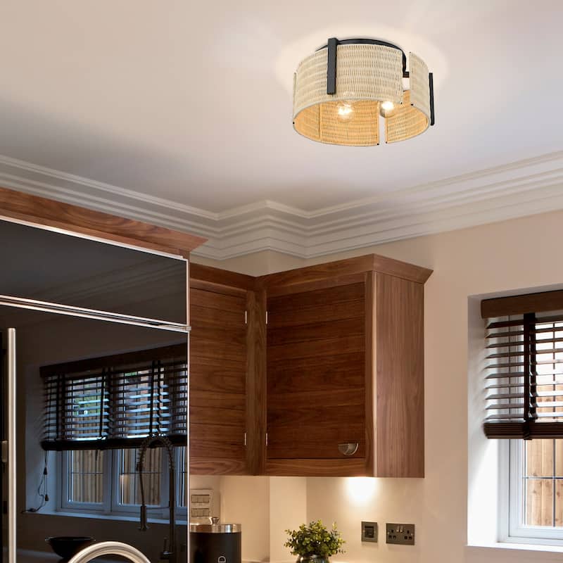 Wry Lighting Grove 3-light Flush Mount in Matte Black