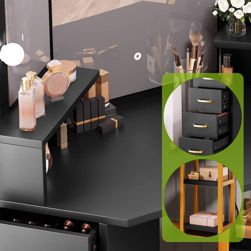 Moasis Tri-fold Mirror Vanity - 55.3'' H X 41.7'' W X 19.6'' D