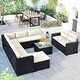 preview thumbnail 17 of 27, 9-piece Outdoor Patio Large Wicker Sofa Set, Rattan Sofa Set