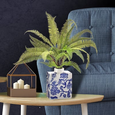 Plastic Natural Touch Forest Fern In Rectangle Vase 20"