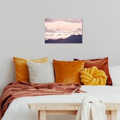 Wynwood Studio Canvas Nature and Landscape Over the Hillside White and Light Pink Modern & Contemporary Wall Art Canvas Print