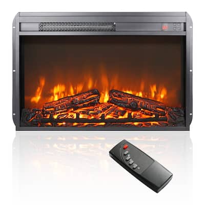Ultra Thin 26-Inch Electric Fireplace Insert: Cozy Log Set & Timer Features