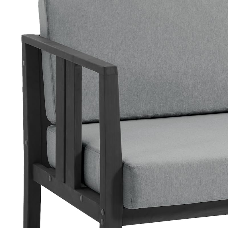 Casual Teak Wood Outdoor Patio Loveseat with Cushions