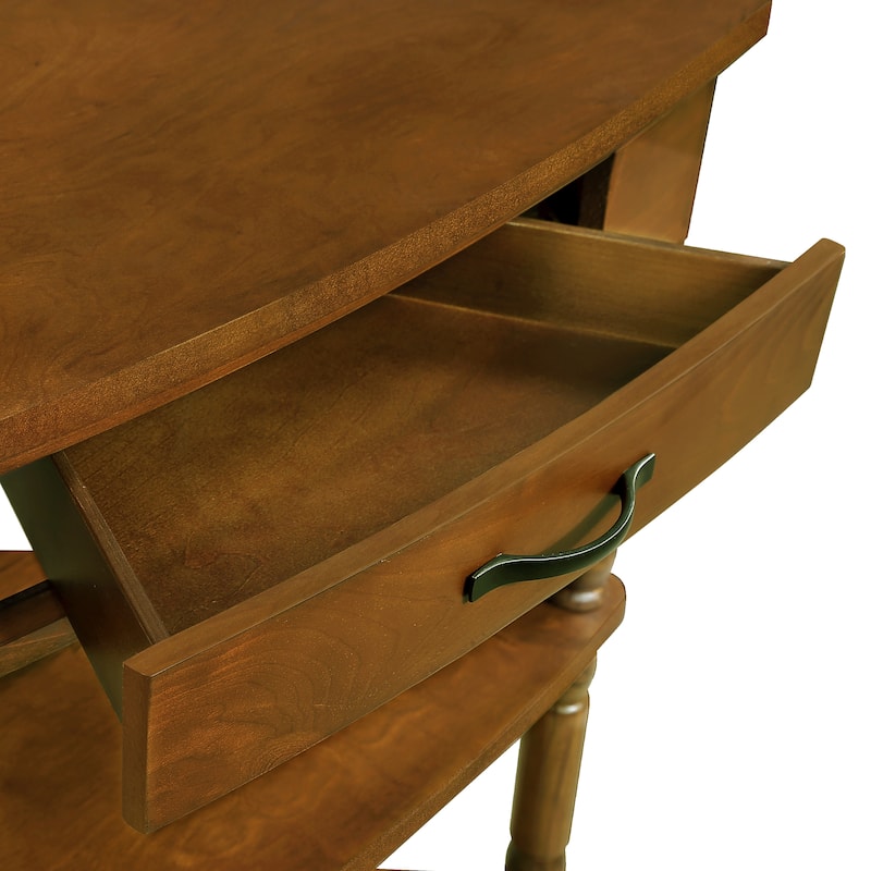 3 Tier Rack Corner Table Small Side Table Sorage End Corner Table with Drawer, Safe Rounded Corner Design and Solid Wood Legs
