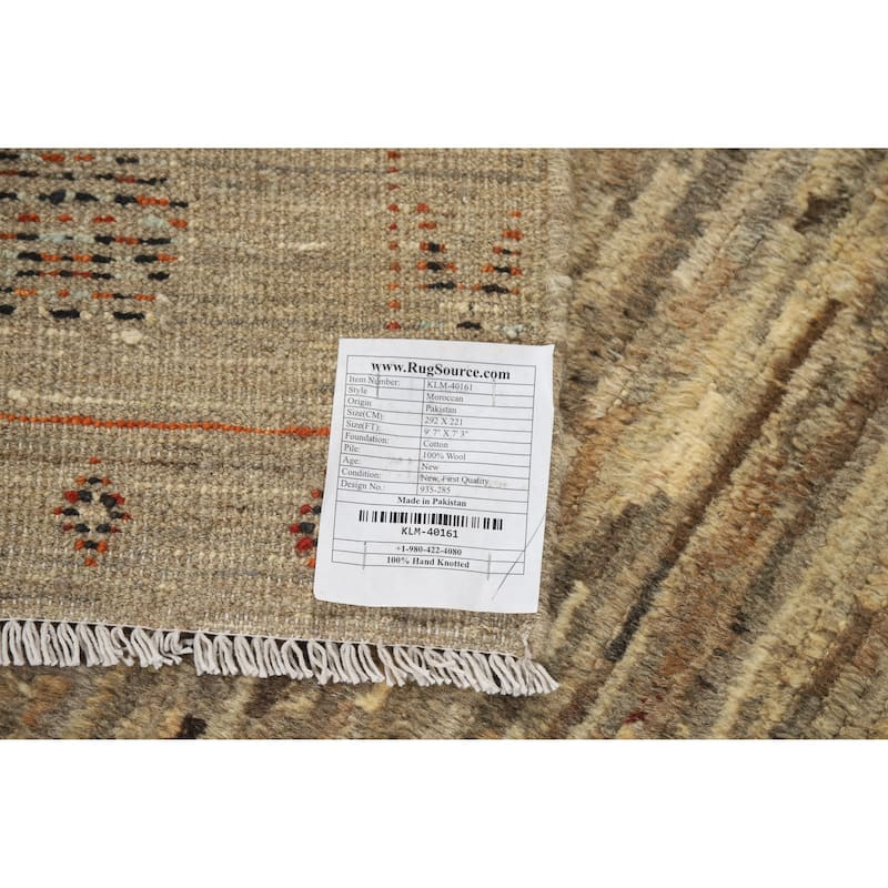 Moroccan Oriental Area Rug Handmade Living Room Wool Carpet - 7'3" x 9'7"