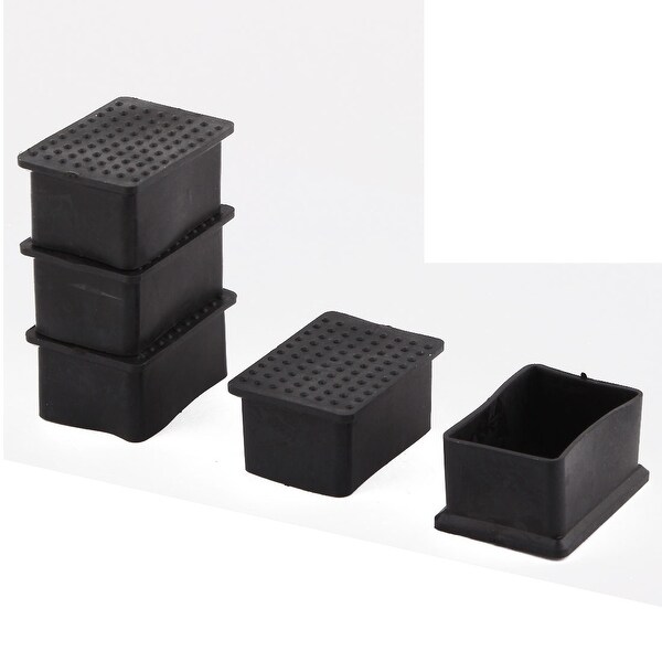 Unique Bargains 5 Pcs Antislip Rubber Rectangle 40mm x 60mm Chair Foot Cover Table Furniture Leg Protector Black