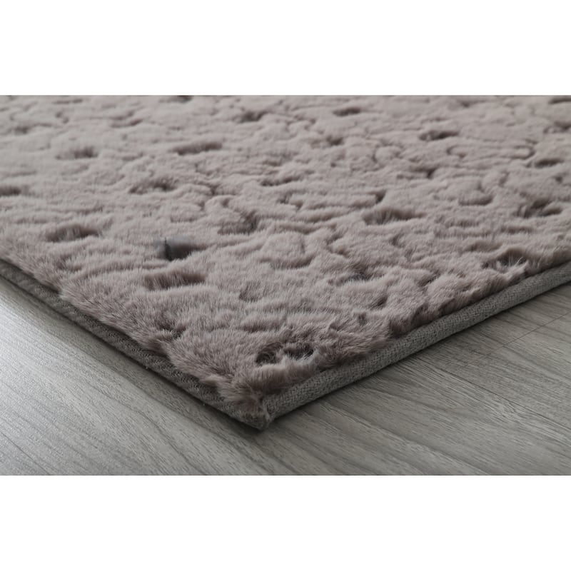 Amore Shag Collection Gray Textured Area Rug, 5' x 8' - 5' X 7'