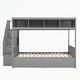 preview thumbnail 13 of 40, Twin over Full Bunk Bed with Shelfs, Storage Staircase and 2 Drawers