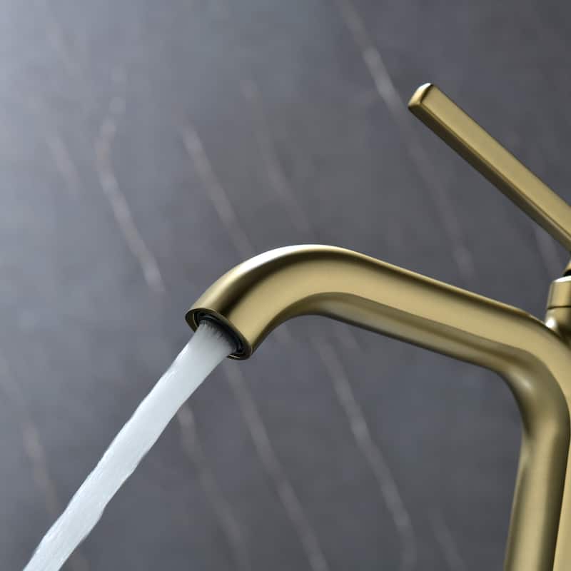 Single Handle Bathroom Sink Faucet Brass Modern 1 Holes Bathroom Vanity Basin Taps Brushed Gold