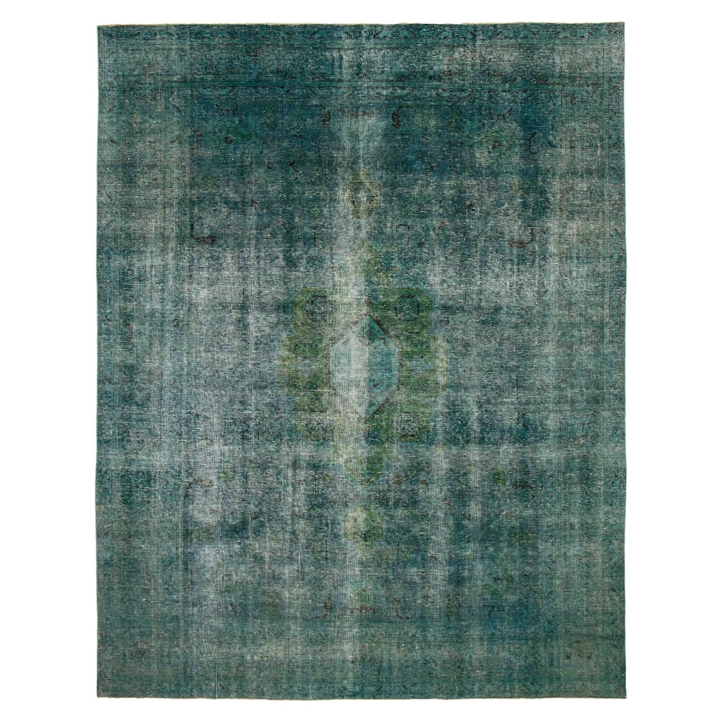 ECARPETGALLERY Hand-knotted Color Transition Dark Teal Wool Rug - 9'7 x 12'4