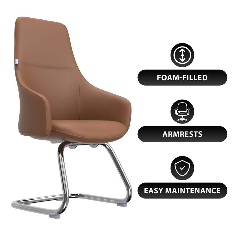 Celeste Modern Leather Office Chair with Iron Frame, Fixed Armrests, Foam Padding, Easy-Clean Upholstery & Quick Assembly