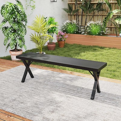 54'' Outdoor Backless Loveseat Patio Metal Bench Heavy-Duty Bench