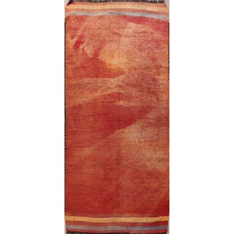 Antique Tribal Moroccan Oriental Area Rug Wool Handmade Carpet - 6'4" x 13'6"