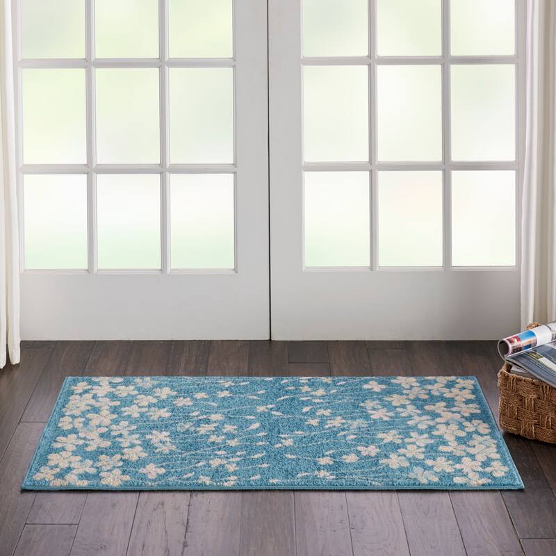 Carson Carrington Molle Floral Area Rug - 2' x 4' - Turquoise - Rectangle