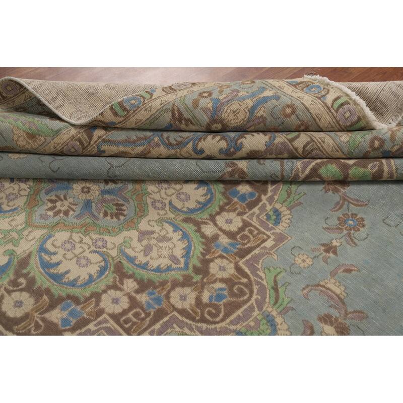 Floral / Medallion Tabriz Persian Area Rug Hand-Knotted Wool Carpet - 9'6"x 12'7"