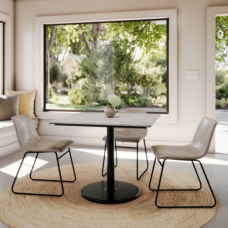 Commercial HPL Tabletop with Table Height Round Base - 36"W x 36"D x 29.5"H