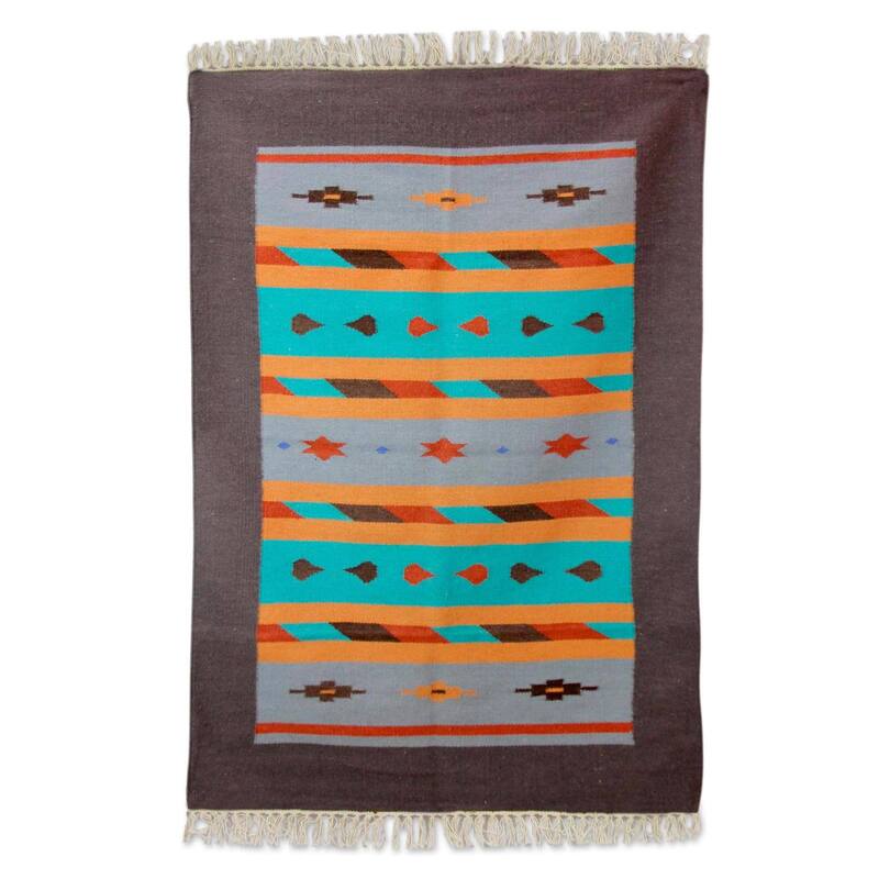 Handmade Dream Stars Wool dhurrie rug (India ) - Big