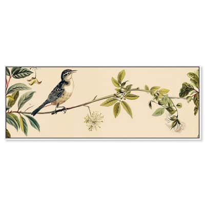 Vintage Bird Floral Panoramic Canvas by Art Remedy