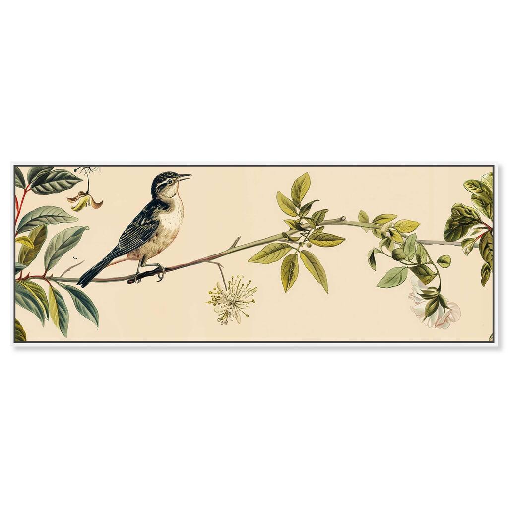 Vintage Bird Floral Panoramic Canvas by Art Remedy