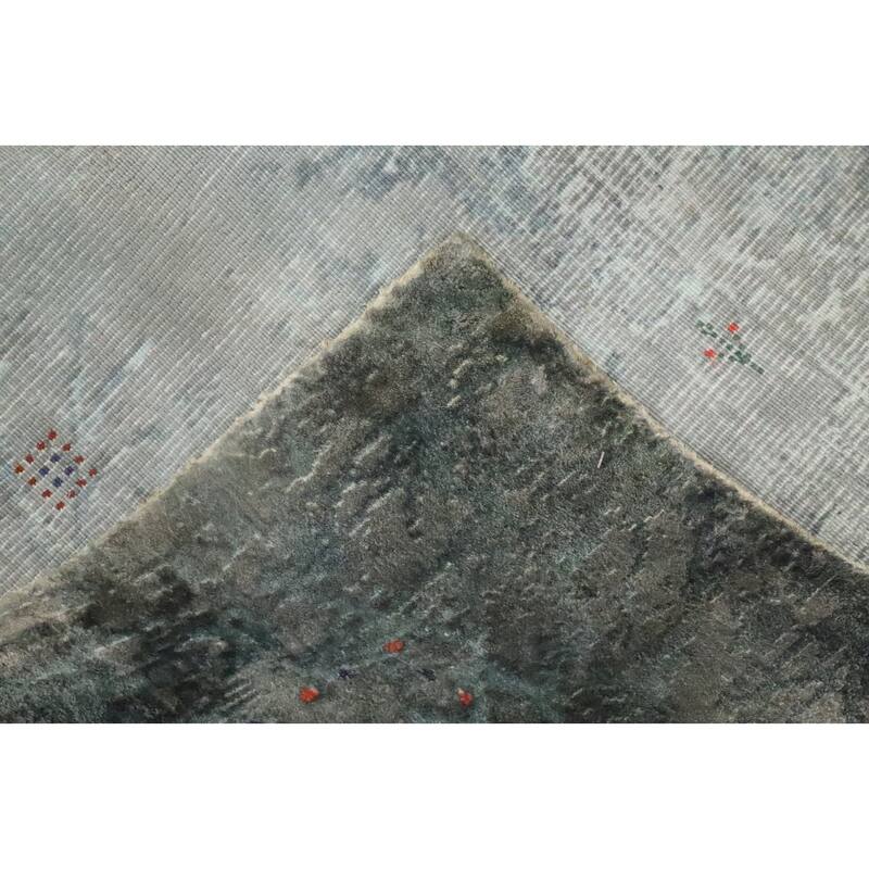 Hand Knotted Oriental Viscose Silk Carpet Modern Pictorial Greys & Charcoal Abstract Area Rug - 7' 10'' X 5' 7''