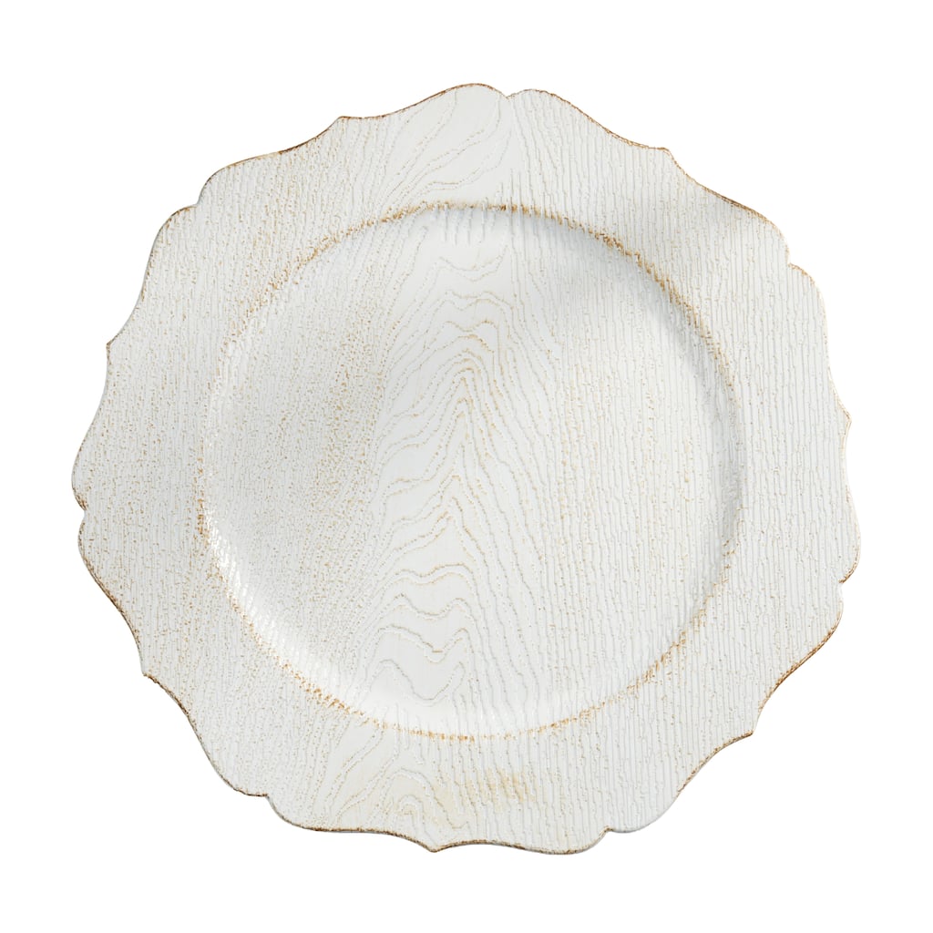 Scalloped Decorative Charger Plates (Set of 4) - Round Textured Table Chargers for Dining & Entertaining, 13"