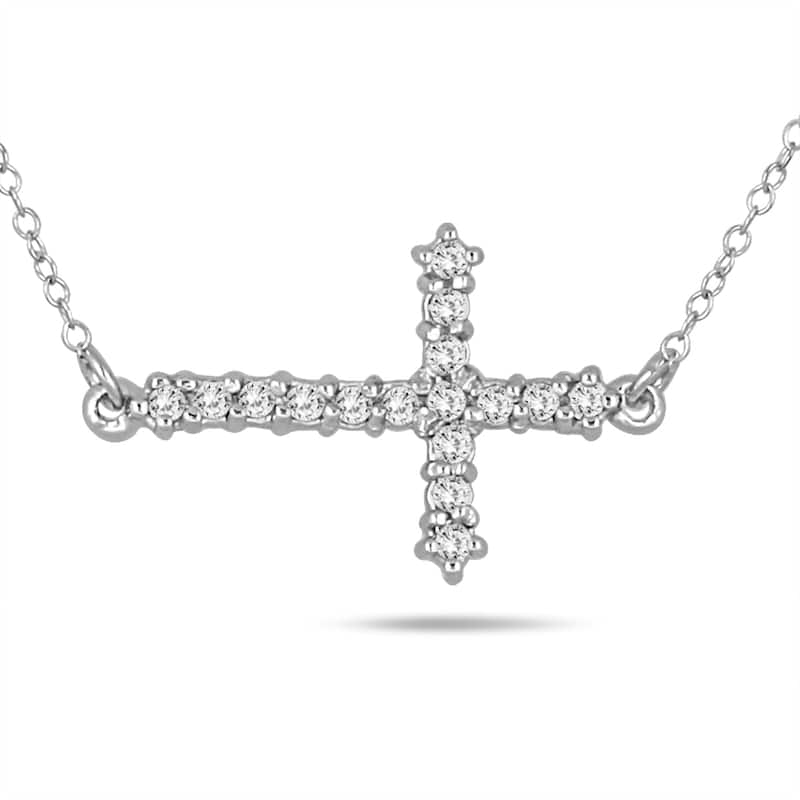 Marquee 1/6 Carat TW Diamond Cross Pendant in 10K White Gold