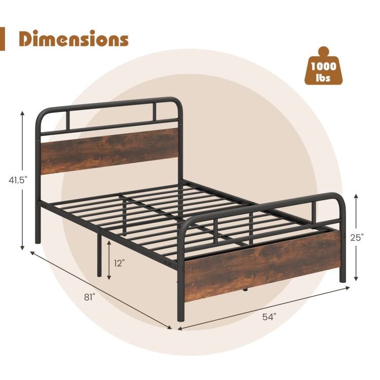 Bed Frame with Industrial Headboard
