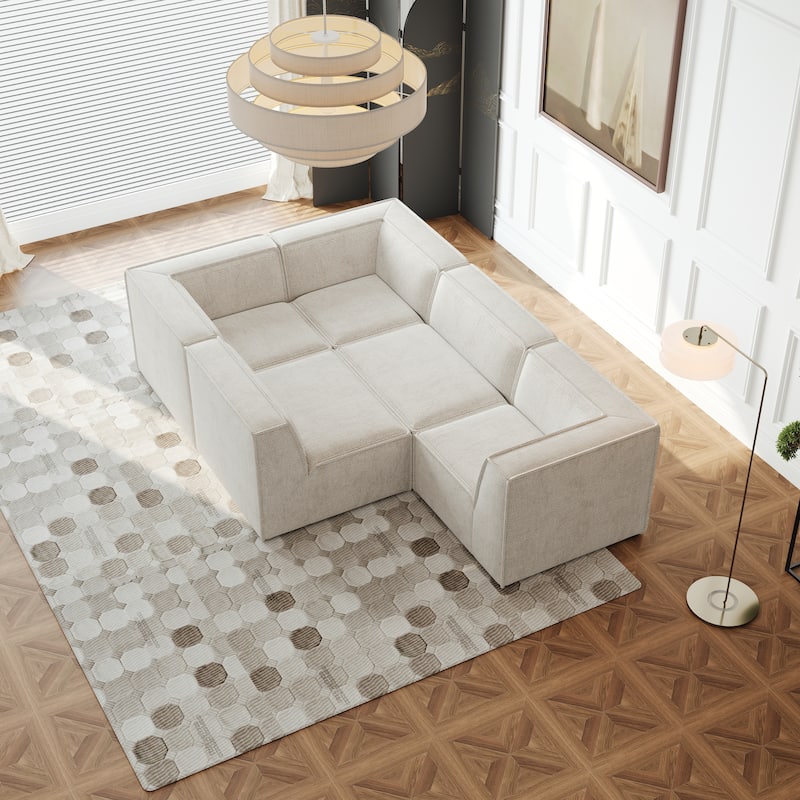 106"x106" Chenille Modular L-Shaped Sectional Sofa (5-Piece)