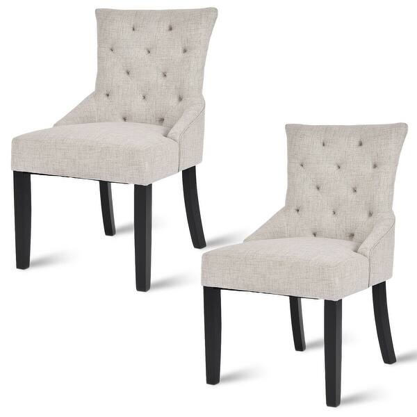 Costway Set Of 2 Dining Chairs Armless Chair Tufted Design Fabric Upholstered Modern Overstock 21009918