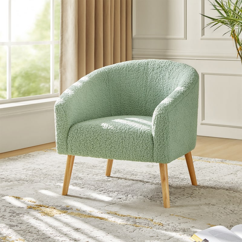 Sheila Modern 31"W Boucle Armchair with Solid Wood Legs by HULALA HOME