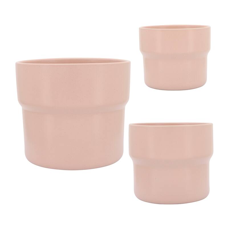 Ceramic Round Speckled Planters Set of 3 - Pink, 7/9/10 in.
