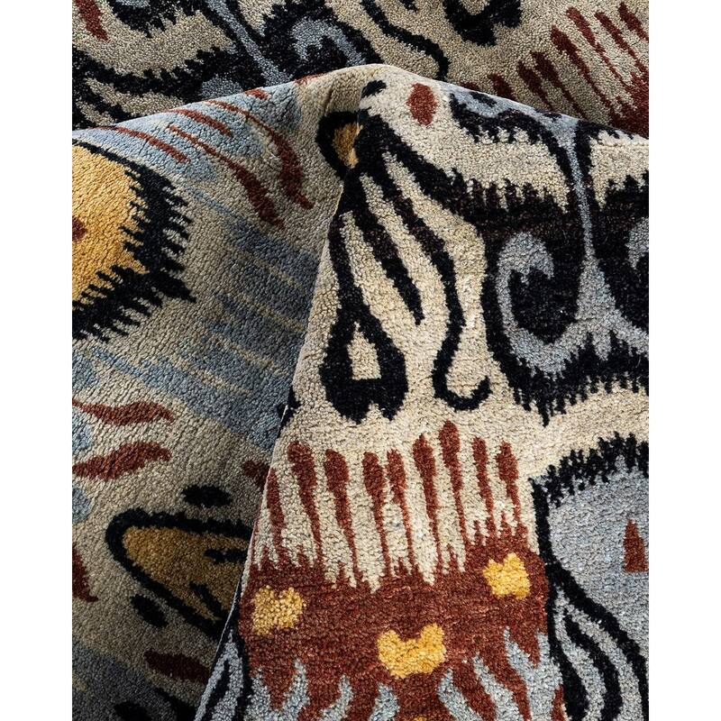Ikat One-of-a-Kind Hand-Knotted Area Rug - Beige, 8' 2" x 10' 1" - 8' 2" x 10' 1"