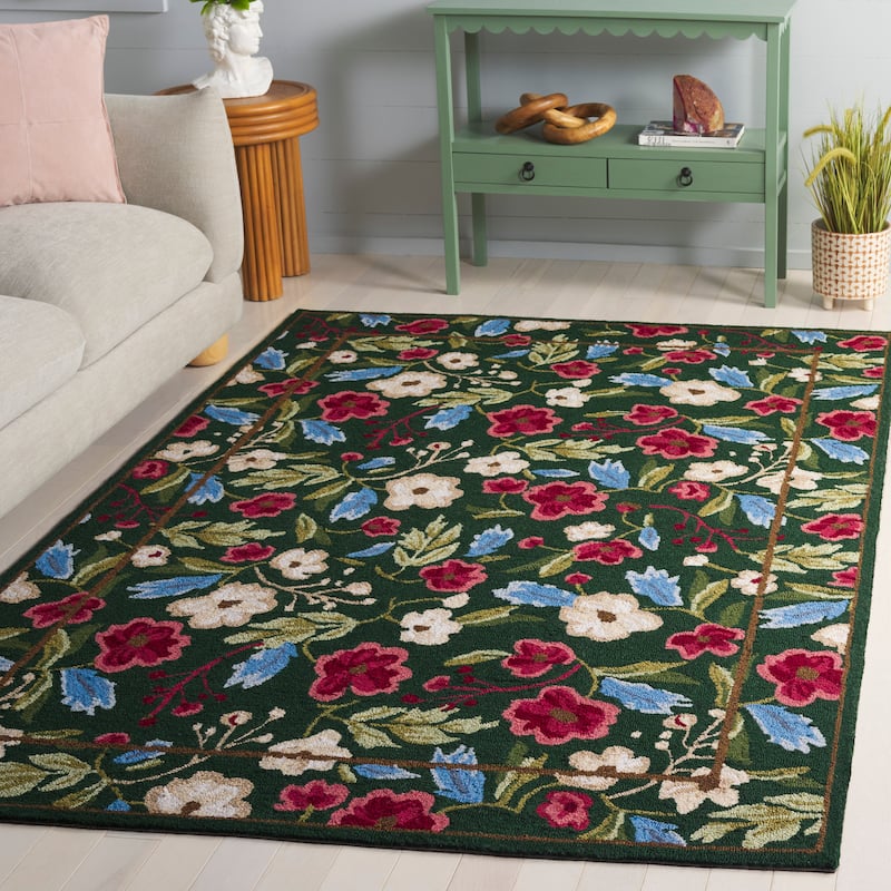 SAFAVIEH Handmade Jardin Redenta Rug - Green/Red - 6' Square