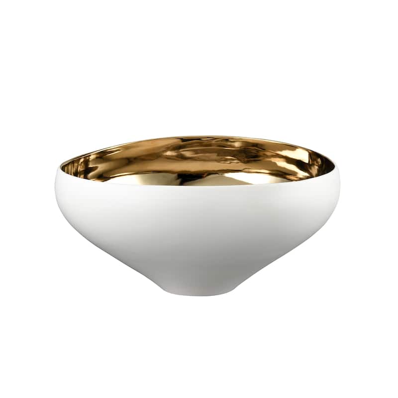 Atlas Greer Enameled Interior Earthenware Display Bowl - White - Tall