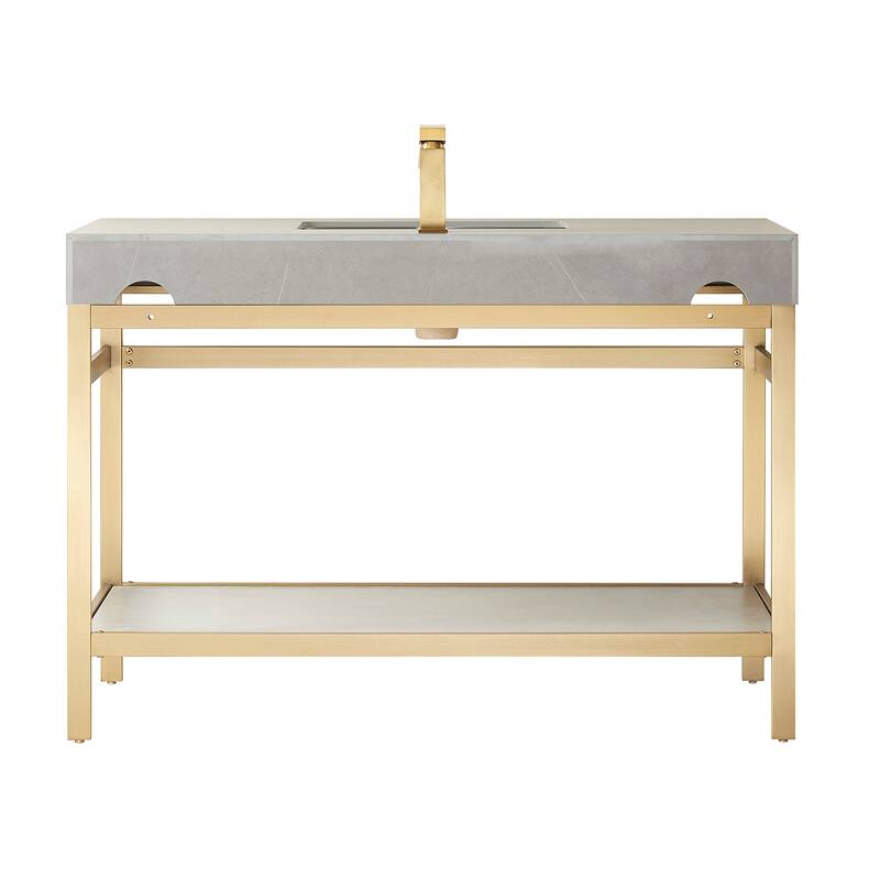 Funes 48" Single Vanity, Metal Support with Stone Top and Mirror - 48''x22''