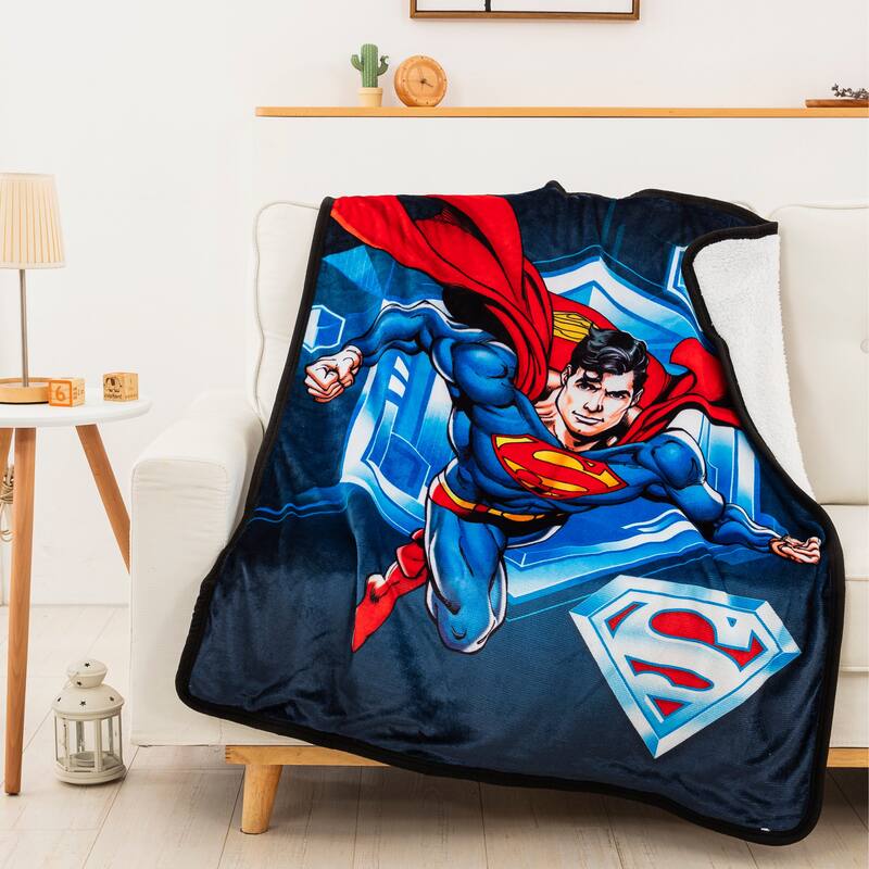 Warner Brothers Superman To the Rescue Silk Touch Sherpa Baby Blanket
