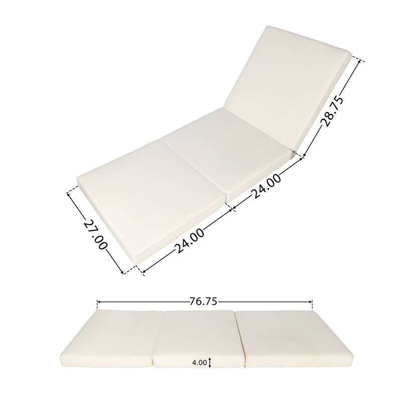 Christopher Knight Home - Outdoor Acacia Wood Chaise Lounge with Ergonomic 3-Fold Water-Repellent Cushion - 79.6"L