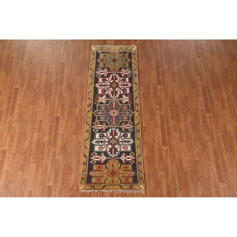Traditional Kazak Runner Rug Hand-Knotted Wool Carpet - 2'7"x 7'9"