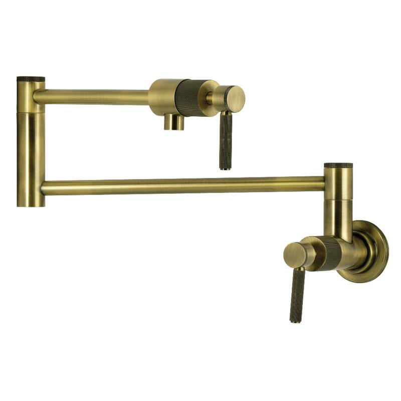 Kingston Brass Essex Double-Handle Wall-Mount Pre-Rinse Bridge Kitchen Faucet - Antique Brass