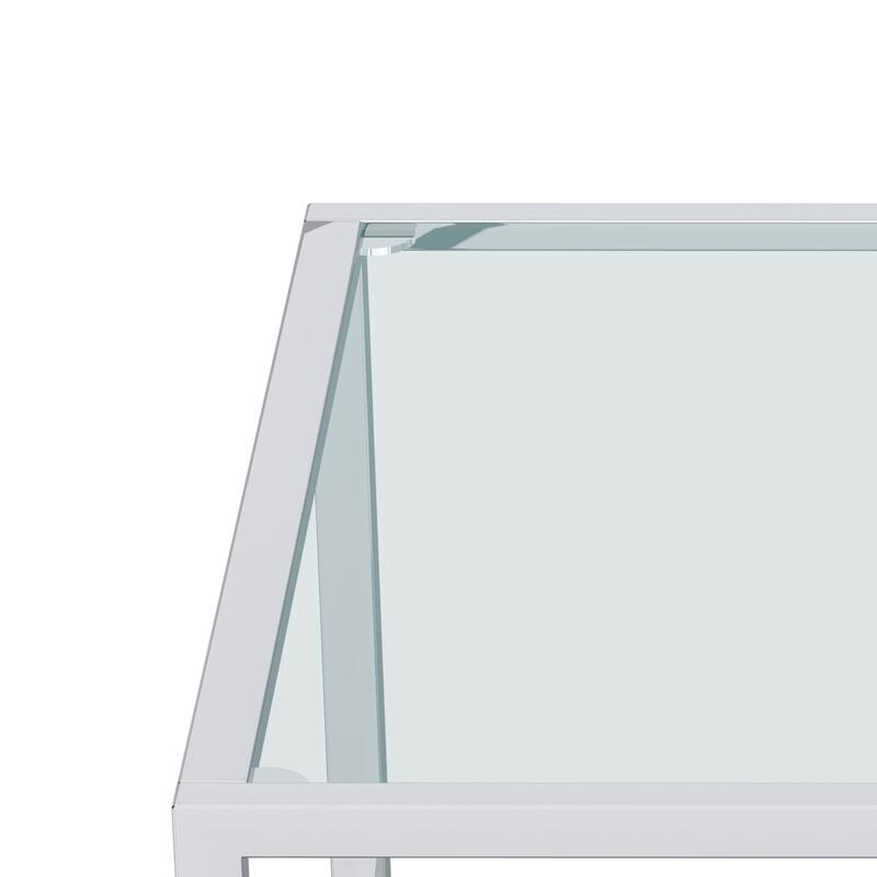 Contemporary Metal and Glass Small Square Coffee Table