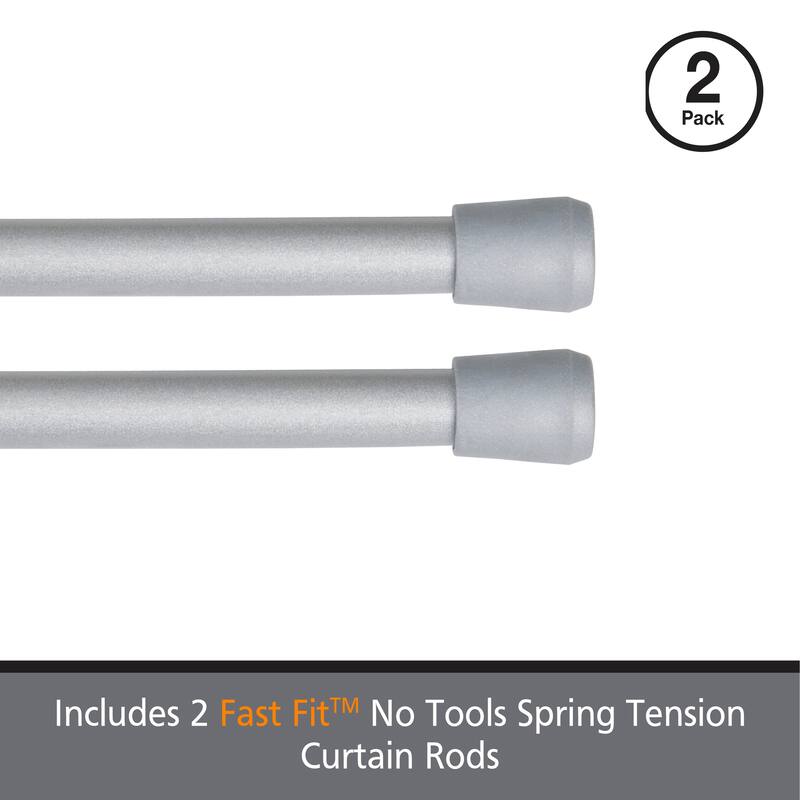 Kenney Fast Fit No Tools 7/16" Spring Tension Rod, 2-Pack