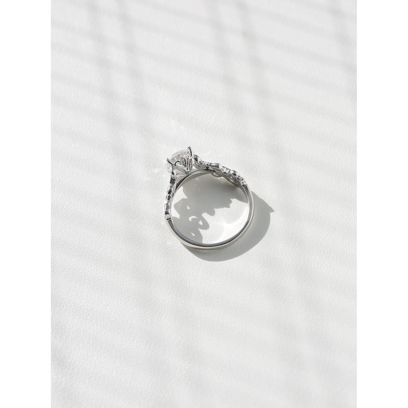 Kobelli 1.5 Carat Moissanite & Diamond 14k Solid White Gold Floral Wreath Laurel Ring