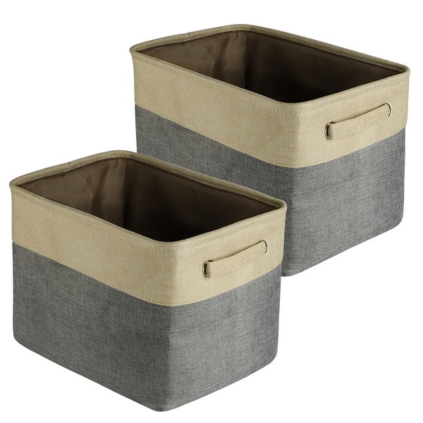 Unique Bargains Storage Bin Basket with Handle Linen Fabric Organizer Towel  Storage Gray Rectangle