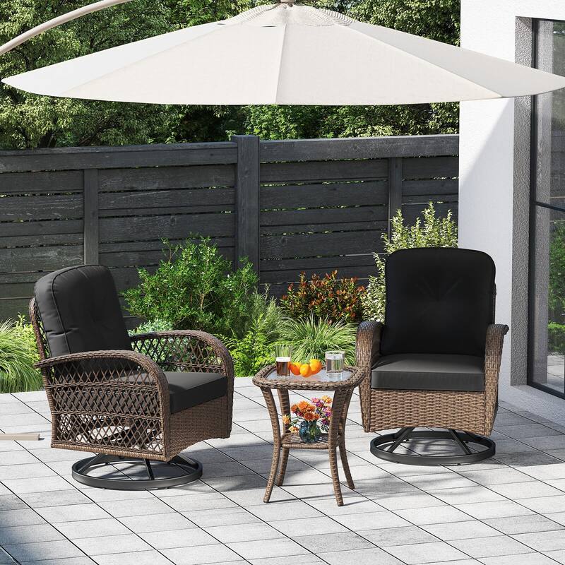 Costway 3 PCS Patio Swivel Rocker Set Gliding Bistro Furniture Set - See Details