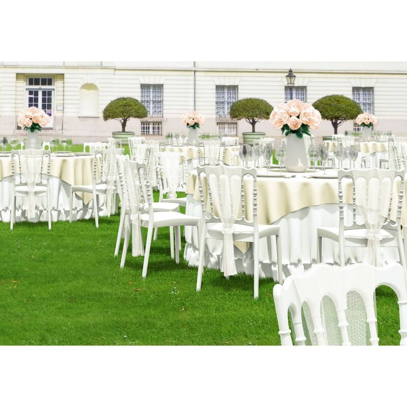 36" White Stackable Outdoor Patio Dining Chair