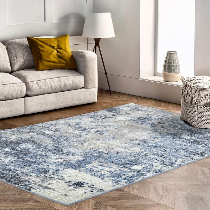 Homeward Collection Area Rug Oriental Rug for Living Room - Blue&Anthracite - 8' x 10'