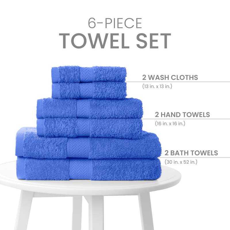Martex 6 PC 100% Ringspun Cotton Towel Set Highly Absorbent & Soft